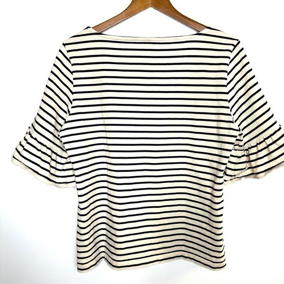 J Crew Striped Ruffle Sleeve Tee - Picture 3 of 5
